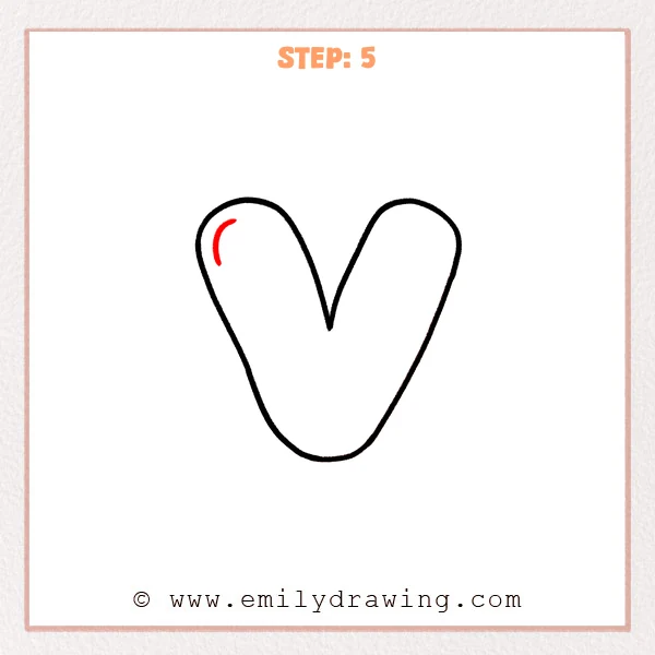 how to draw a bubble letter v - A small inner highlight line is added near the upper-left inside of the bubble letter V.